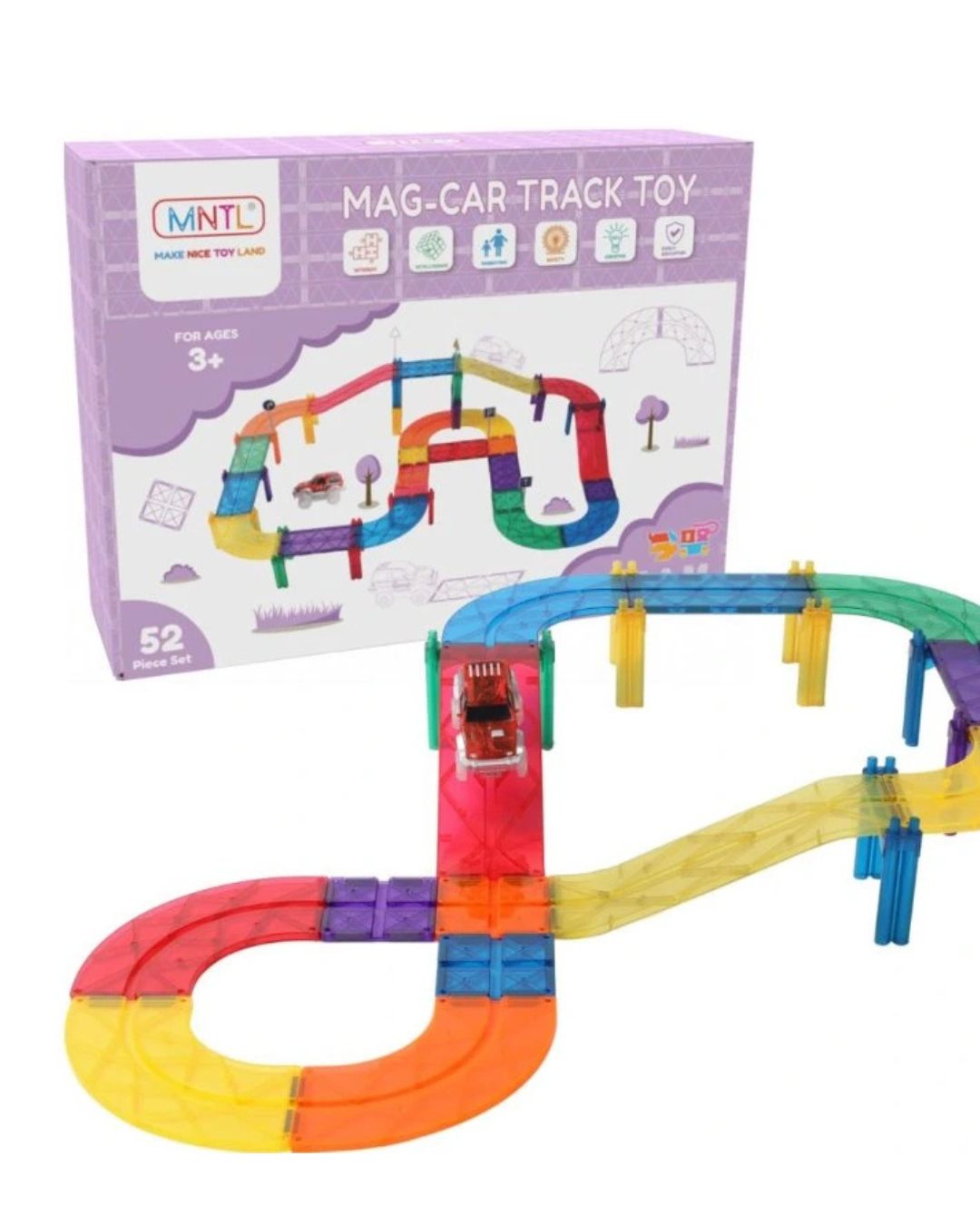 MNTL – Magnetická stavebnice Car Track Toy – 52 ks